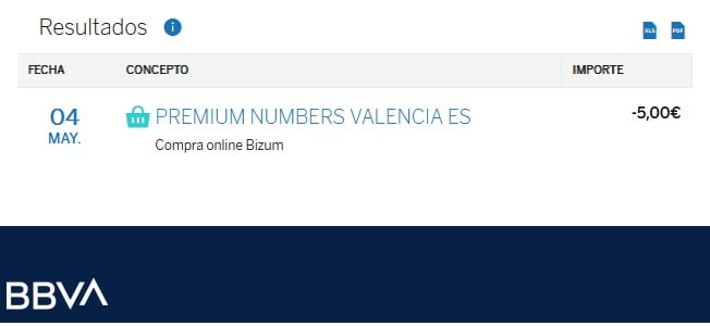 compra realizada en la linea erotica bizum